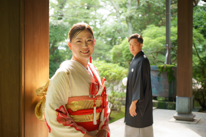 和装姿で撮影スタート