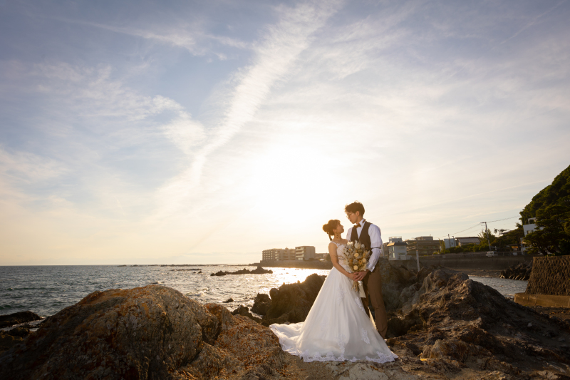 夕陽に照らされて