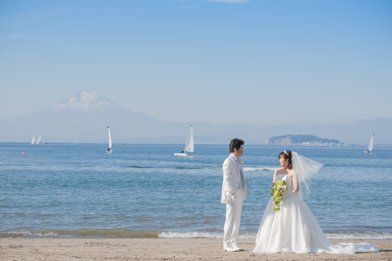 富士山をバックにwedding photo