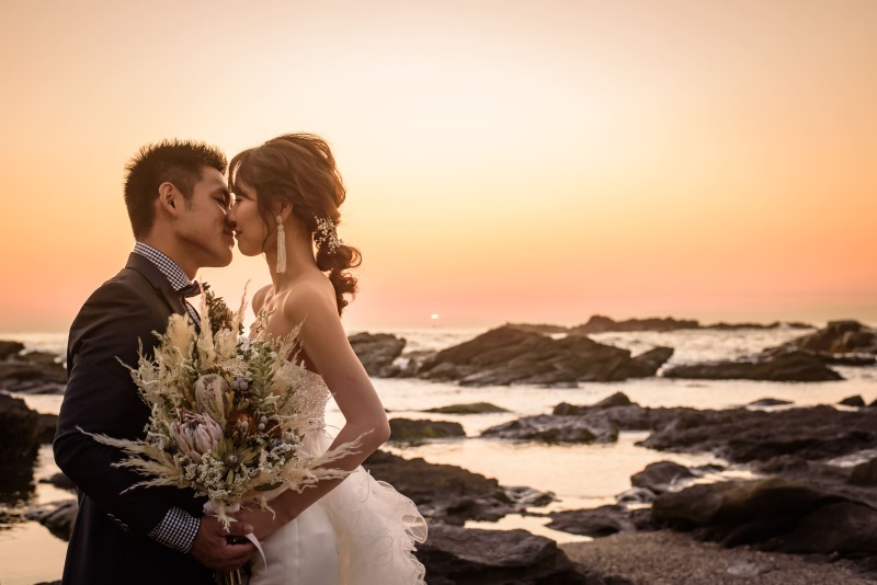 夕焼けとともに