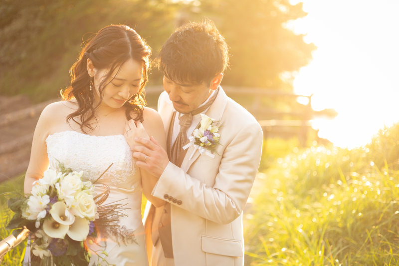 夕陽に照らされて