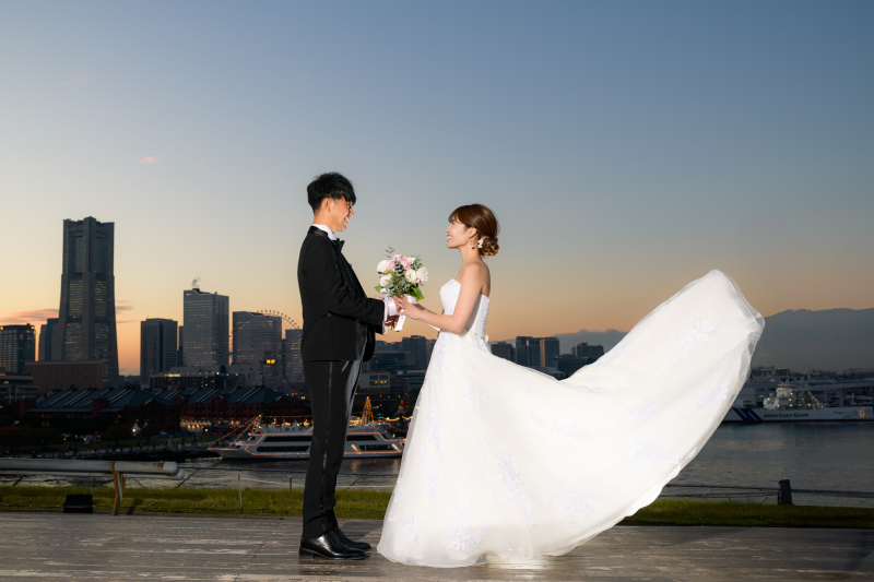 みなとみらいをバックに