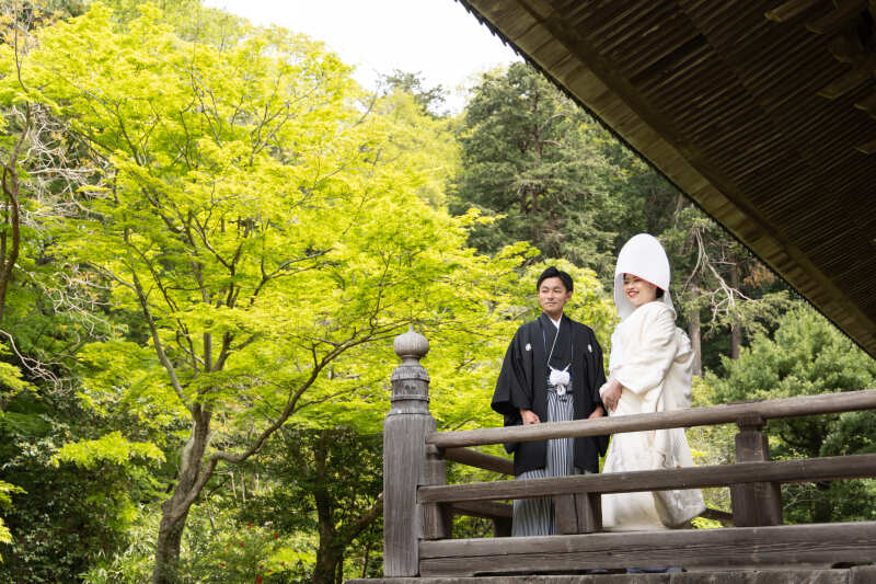 【妙本寺撮影プラン】白無垢or色打掛×紋付&衣裳小物レンタル,ヘアメイク&アテンド,データ100カット◆移動費・撮影申請費込