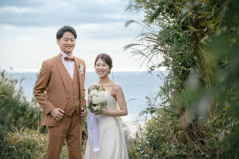【城ヶ島公園撮影プラン】上質ウェディングドレス&times;タキシード【レタッチ済100カット以上全データ付き】