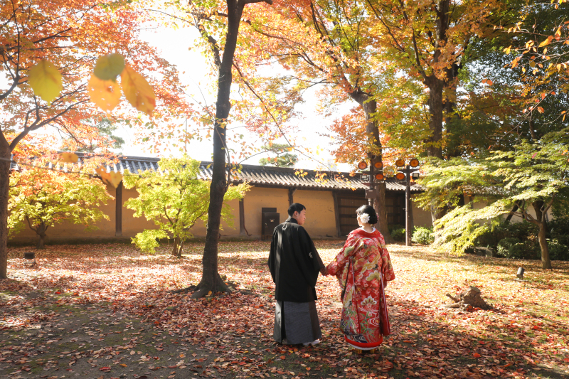 綺麗な紅葉での和装ロケーション撮影も庭園にて・・♡