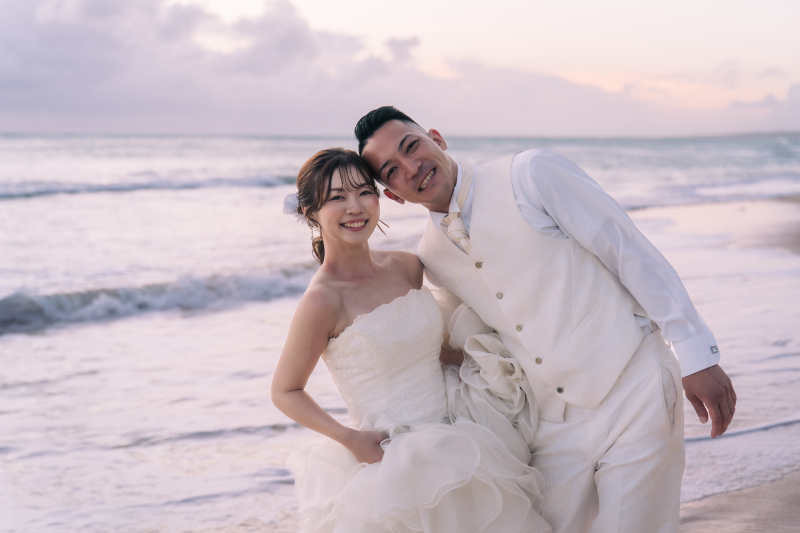 ラストは、サンセットで色づきはじめたビーチの中で