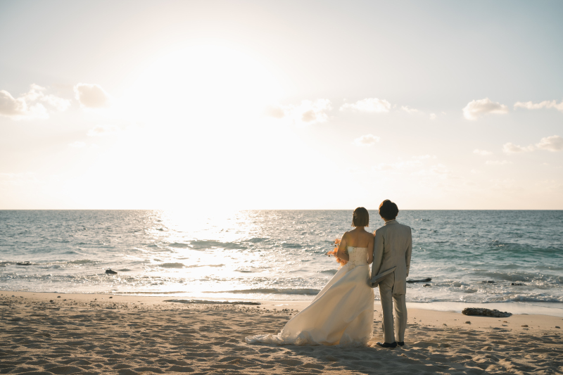 お色直しされて、サンセット撮影!