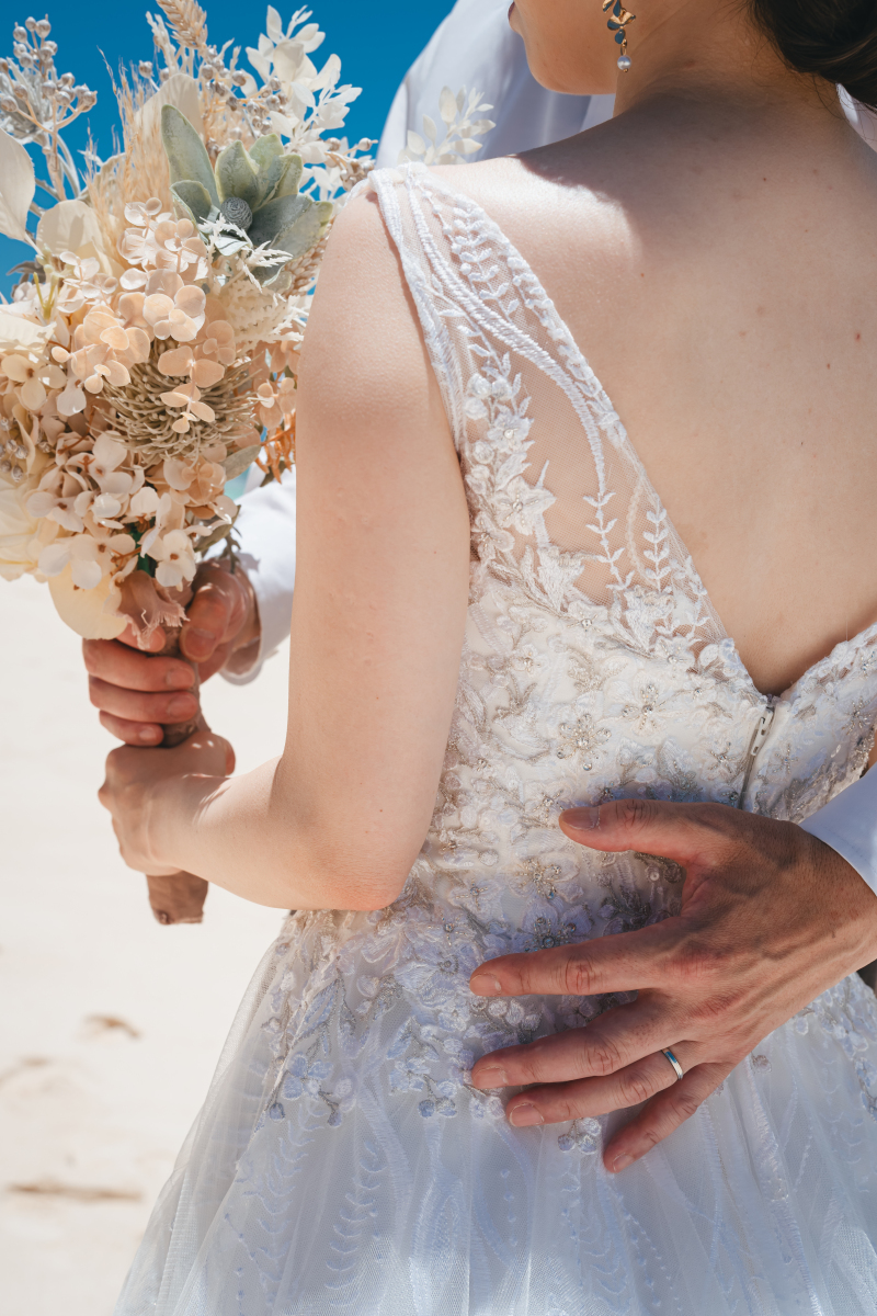 ビーチ撮影はお気に入りのドレスで