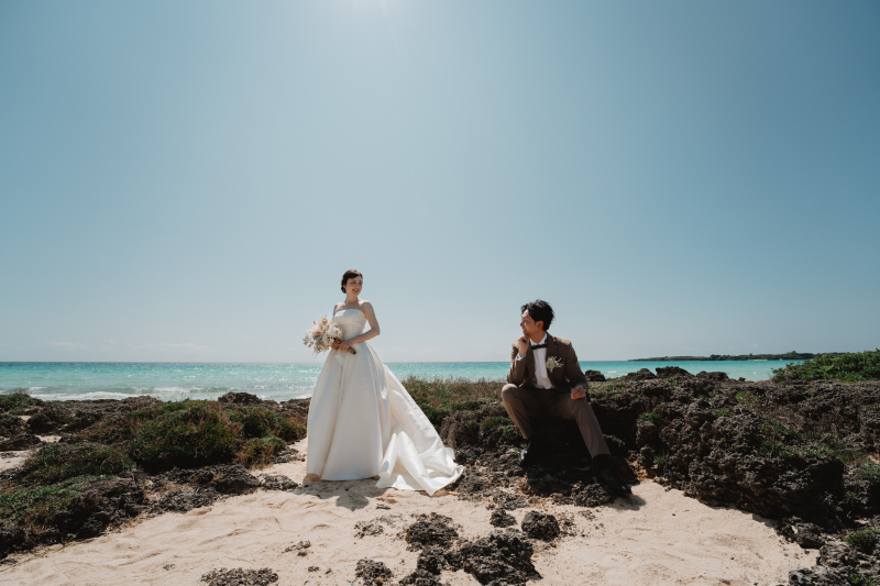 水平線を望む崖で撮影