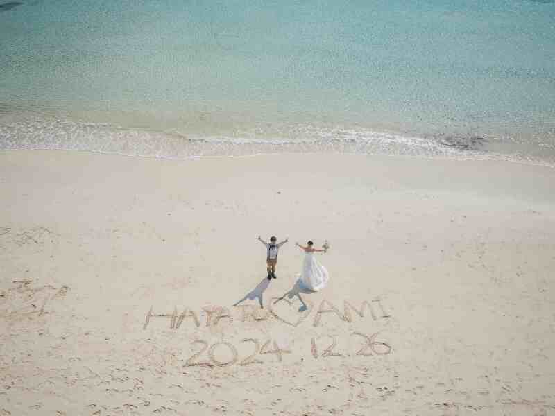 海ならではの砂文字!