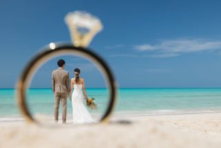 スカイブルーの美しい海で撮影♪