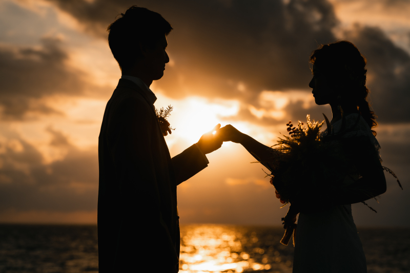 サンセットを背景に