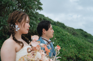 崖ではお持込みドレスで♪