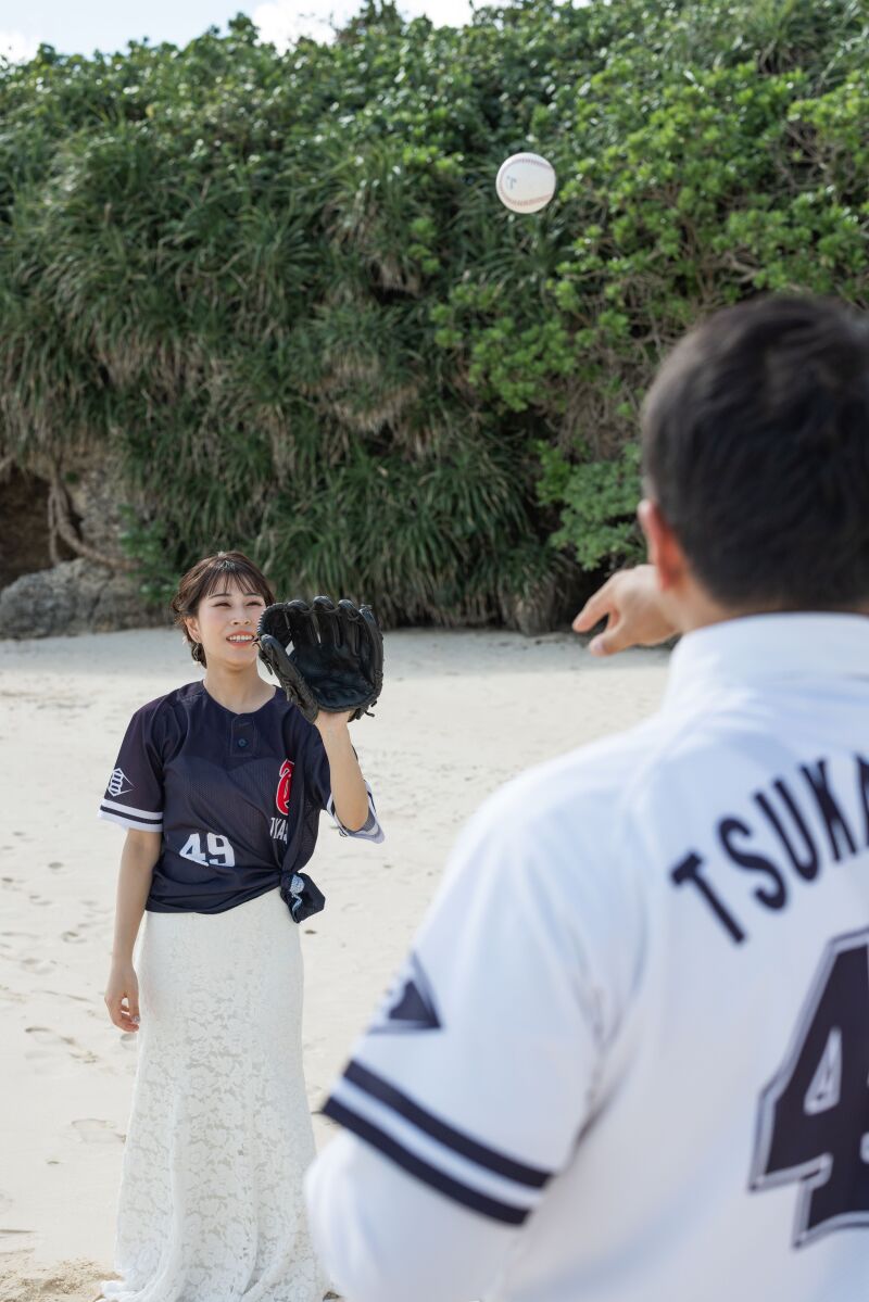 仲良くキャッチボール