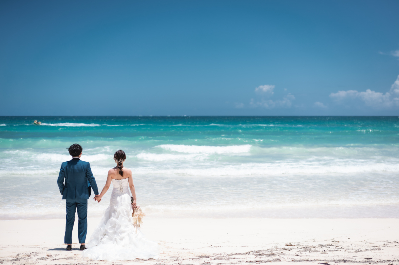 お約束の白砂ビーチでの撮影！