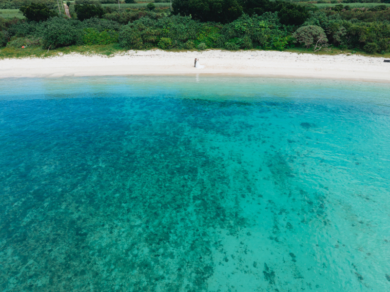 ドローン撮影だからこそできる、海側からのショット