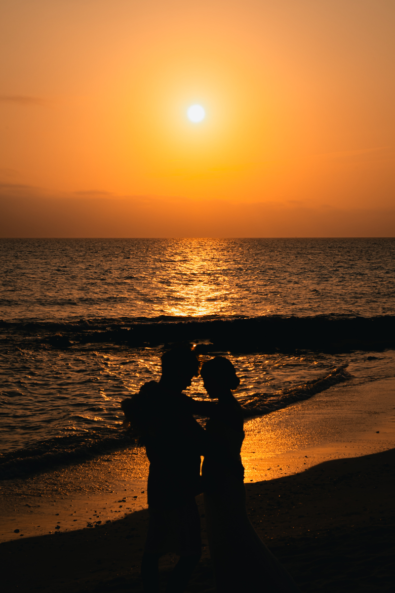 オレンジ色の夕日!