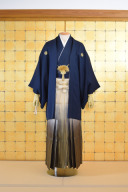 羽織/紺_白金袴黒ぼかし