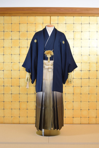 羽織/紺_白金袴黒ぼかし