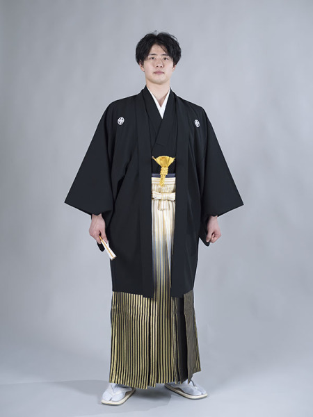 羽織/紺_白金袴黒ぼかし