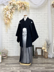 羽織黒・白銀縞黒ボカシ