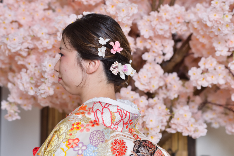 桜に映える和装ヘア