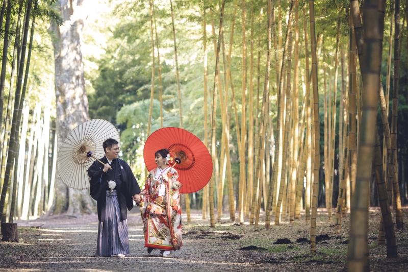 竹林での撮影スタート