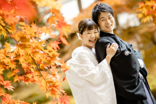 紅葉と楽しい二人を一緒に