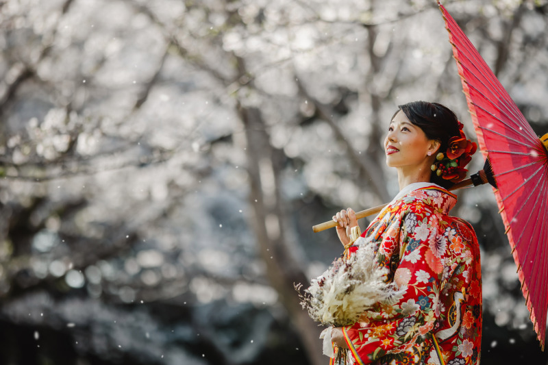 早期予約3月15日〜4月10頃　桜シンプルプランお好きな衣装1着（衣装差額なし）89,000円！レタッチ済データ130カット付き