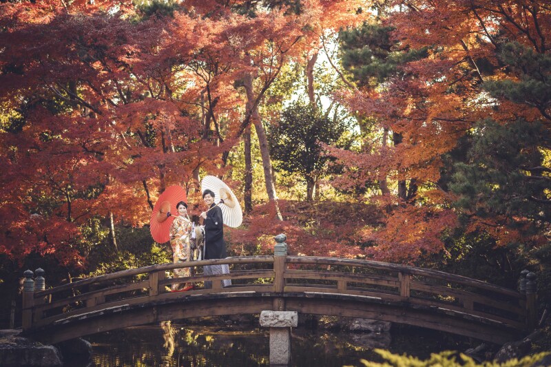 お勧め 11月後半12月中旬 紅葉 日本庭園撮影 お好きな衣装1着 98000円
