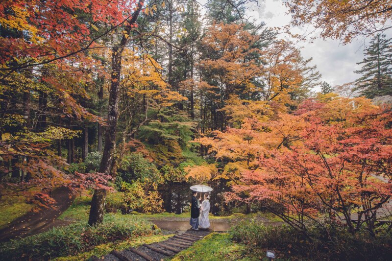 人気プラン紅葉 日光田母澤御用邸2着プラン 118,000 和室レンタル付 200カットレタッチ済みデータ付