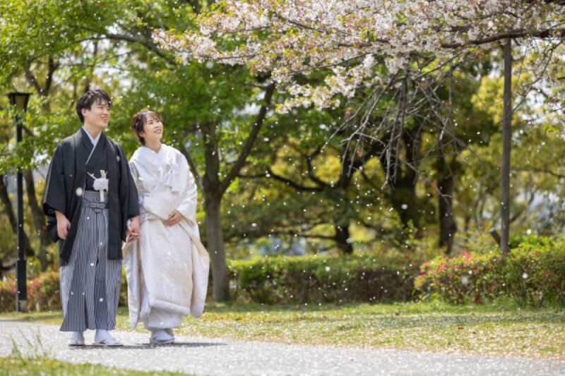 散歩をしながら。ちょうど桜吹雪で綺麗でした。