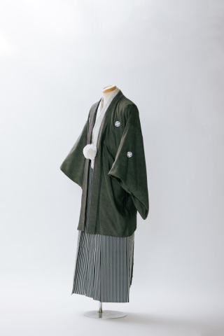 紋付袴（灰・白菱）007