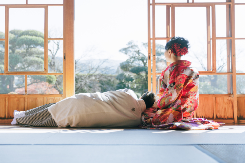 縁側で膝枕ショット♡