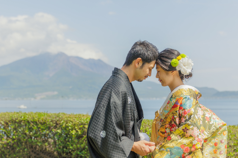桜島バックに