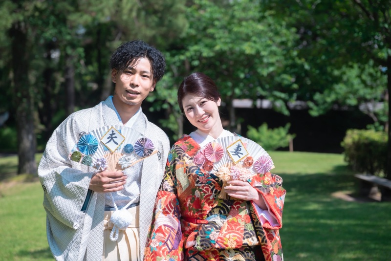 夫婦の証、「夫・妻」扇子