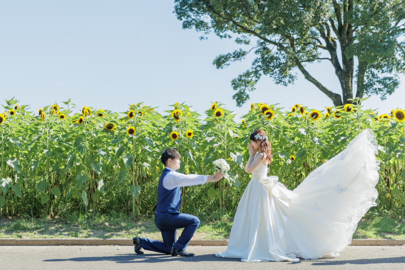 満開の向日葵バックに♡