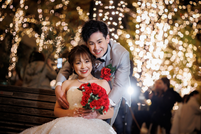 イルミネーションが華やかな丸の内仲通りでの撮影