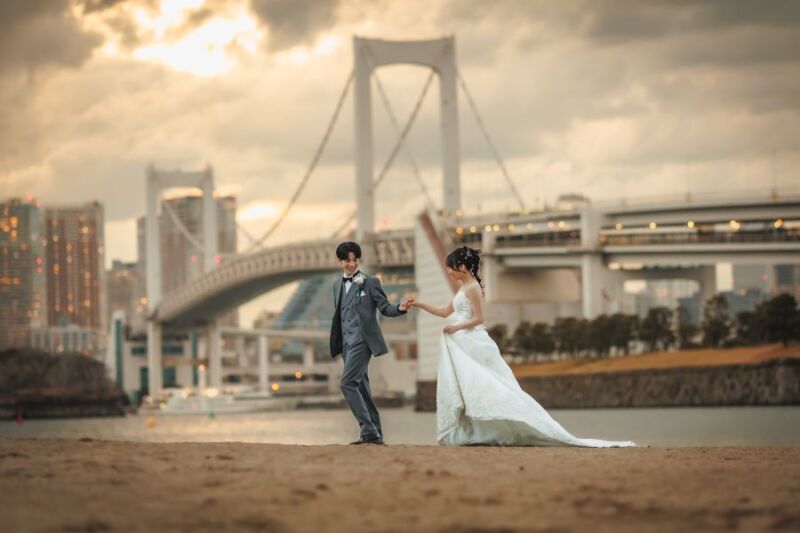 お台場海浜公園での撮影スタート