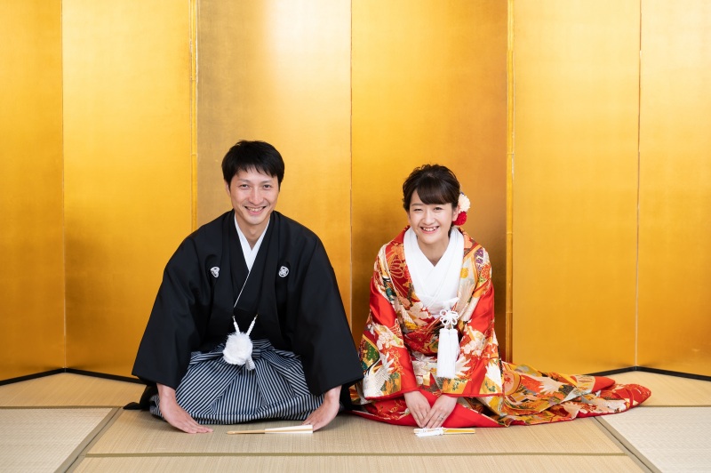 和装が映える日本庭園での撮影