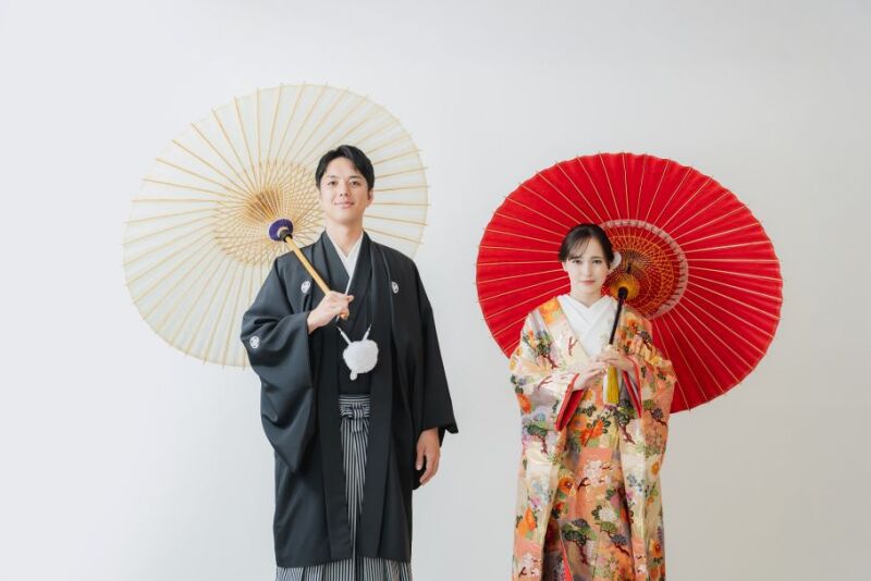 和装でスタジオ撮影スタート