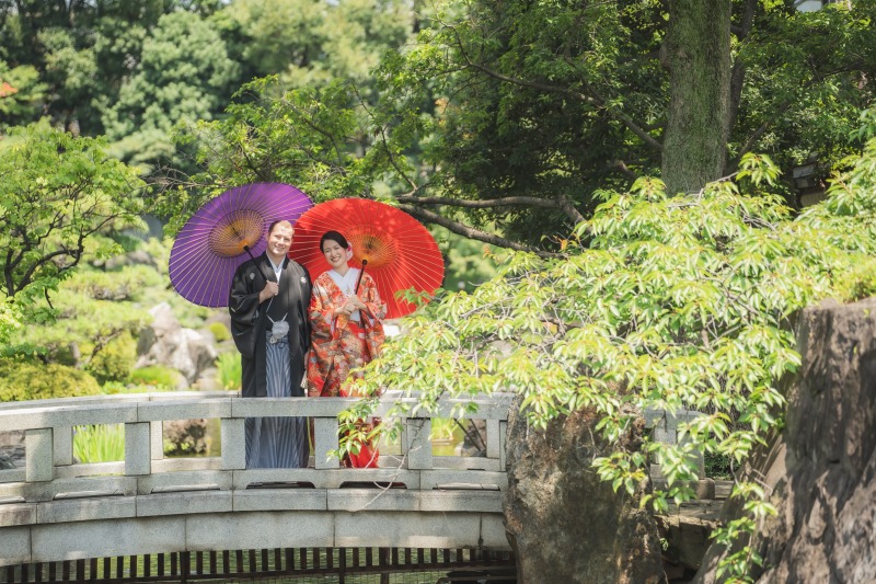 庭園での撮影スタート