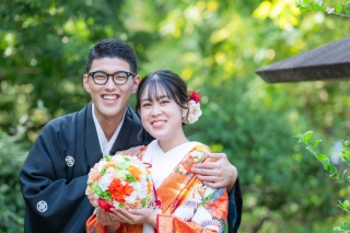 庭園とスタジオで撮影