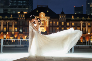 和装はスタジオでドレスは東京駅ナイト撮影での撮影