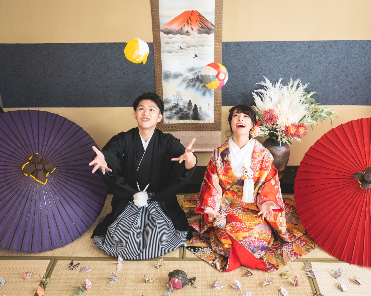 和装とドレス両方を着て撮影