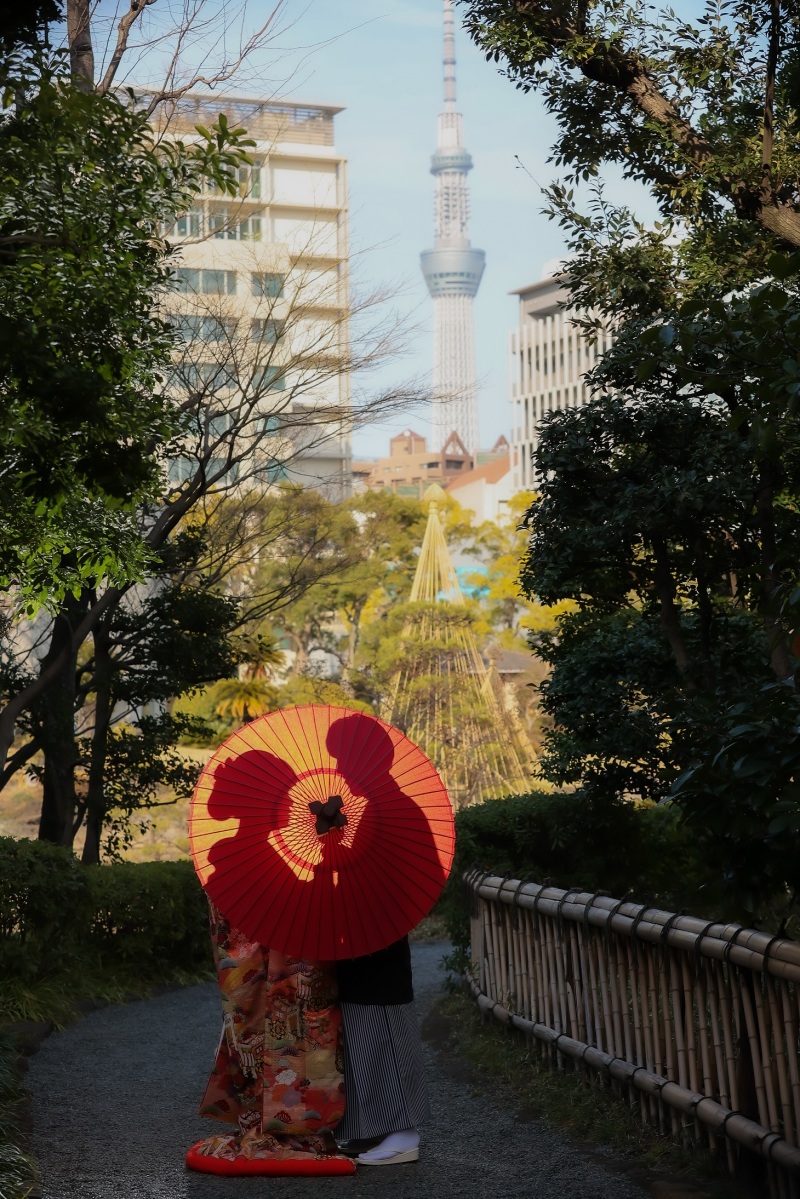 番傘を使用した撮影