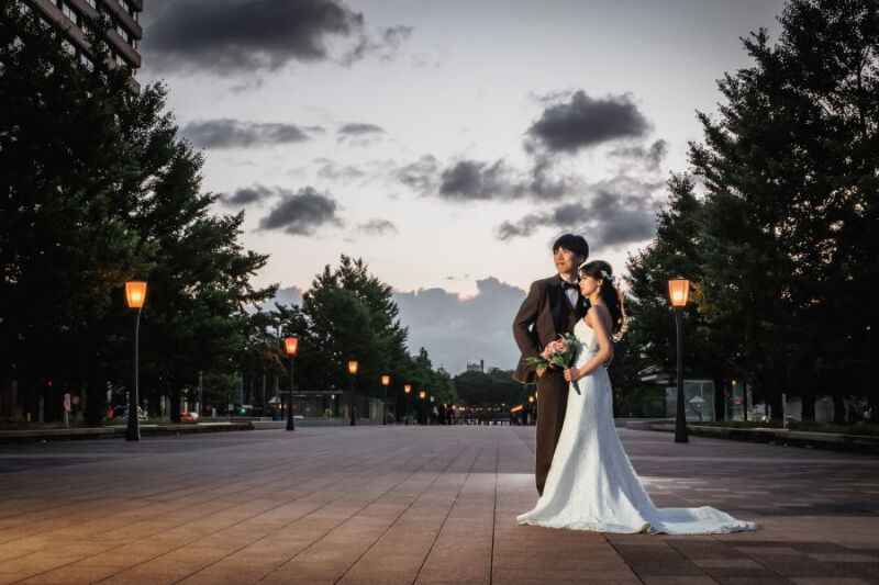 洋装はサンセット前から撮影スタート