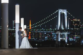 和装は日本庭園・洋装はお台場海浜公園で撮影