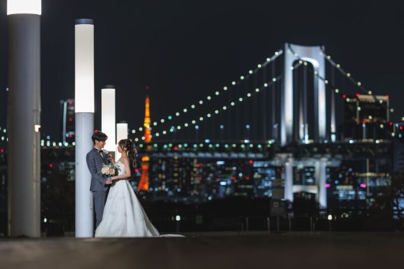 和装は日本庭園・洋装はお台場海浜公園で撮影