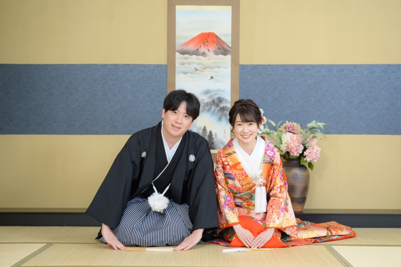 和装で撮影スタート